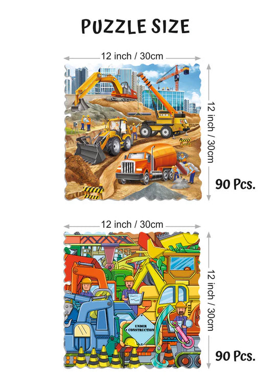 Crazy Shape Based Puzzle | Construction - 90 Pc Puzzle | 6 years or older